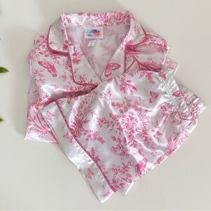 girls pink & white floral pajama set